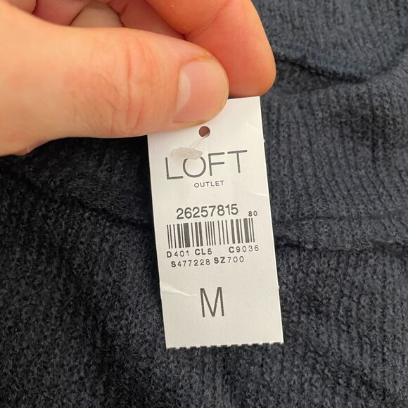 Loft Pullover Sweater Womens Medium Navy Crew Neck Relaxed Work Classic NWT New - Picture 4 of 10